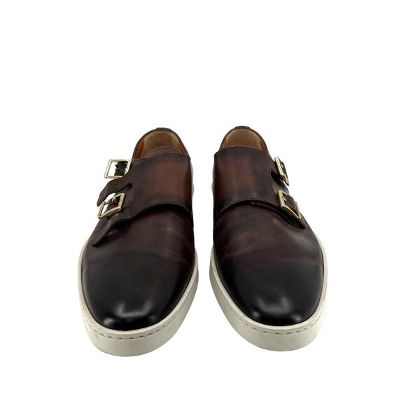 Santani Mens Leather Loafers With Double Monk Strap & Rubber Sole Size 7 - Picture 2 of 8
